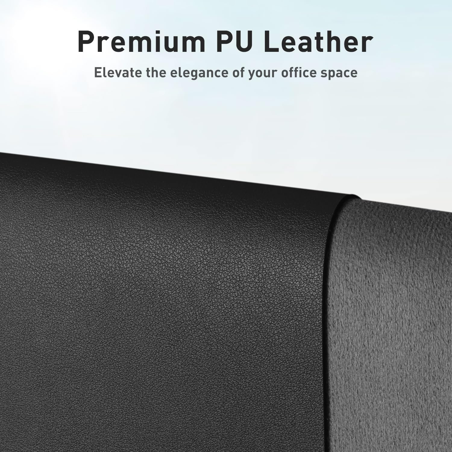 Aothia Non-Slip Waterproof PU Leather Desk Pad Protector for Mouse, Writing Desk, Office, Home, Laptop Blotter, 23.6" x 13.7", Black - Image 2