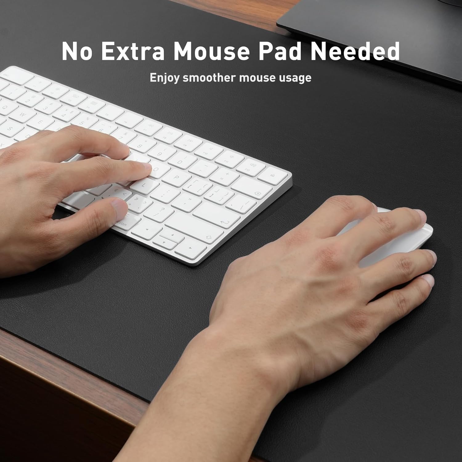 Aothia Non-Slip Waterproof PU Leather Desk Pad Protector for Mouse, Writing Desk, Office, Home, Laptop Blotter, 23.6" x 13.7", Black - Image 4