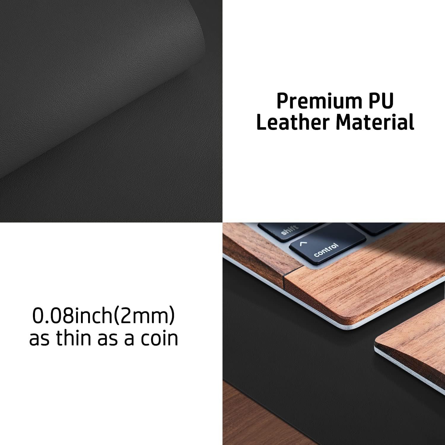 Aothia Non-Slip Waterproof PU Leather Desk Pad Protector for Mouse, Writing Desk, Office, Home, Laptop Blotter, 23.6" x 13.7", Black - Image 7