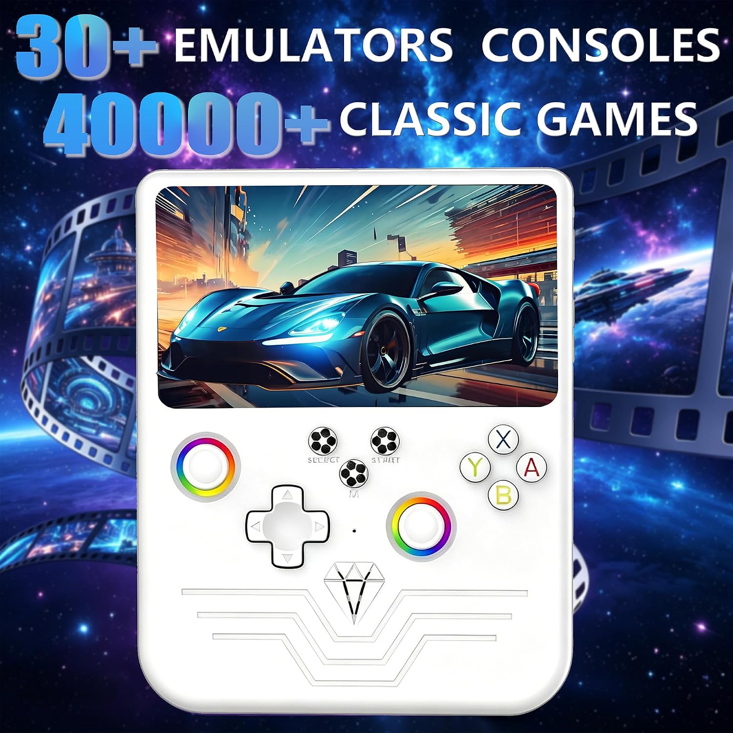 R60MAX Retro Handheld Gaming Console, 6.0-Inch HD IPS Screen, 6000mAh Battery, 40000+ Classic Games Pre-Installed, Save/Load State, Linux OS, Gift for Gamers (White 128GB) - Image 2